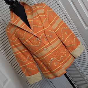 Coldwater Creek Aztec Southwestern Pattern Orange Jacket